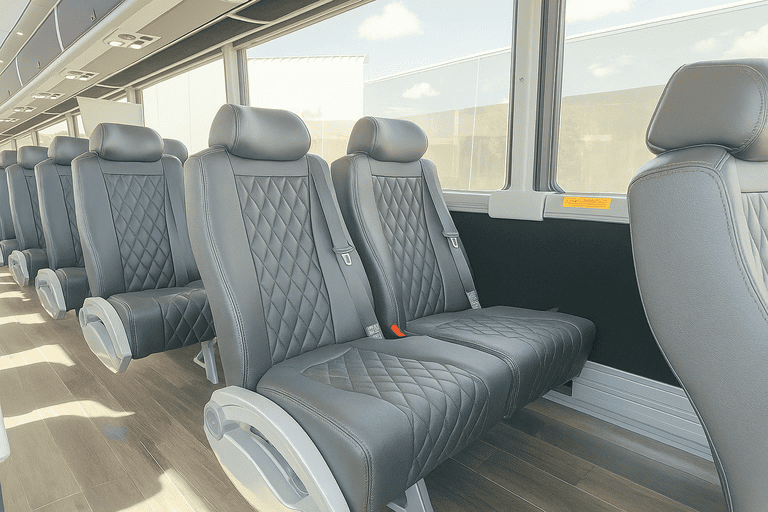 interior of Indianapolis Minibus Company charter bus